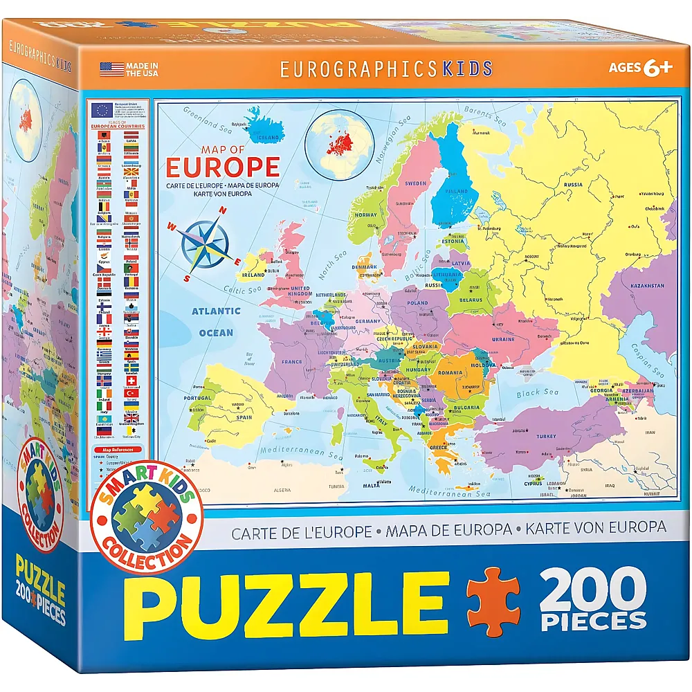 Eurographics Puzzle Karte von Europa - 200 Teile