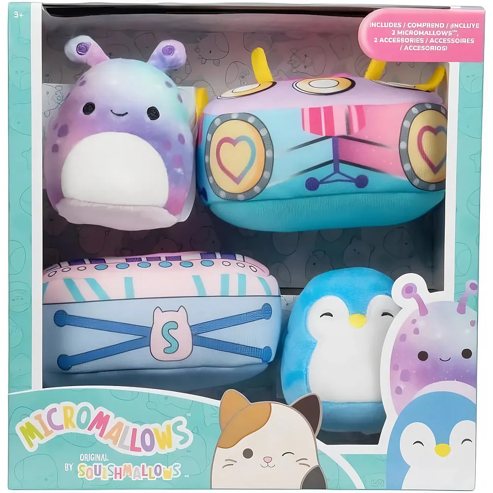 Squishmallows Micromallows 2 Maskottchen Daxxon und Puff mit Kleidung 6 cm