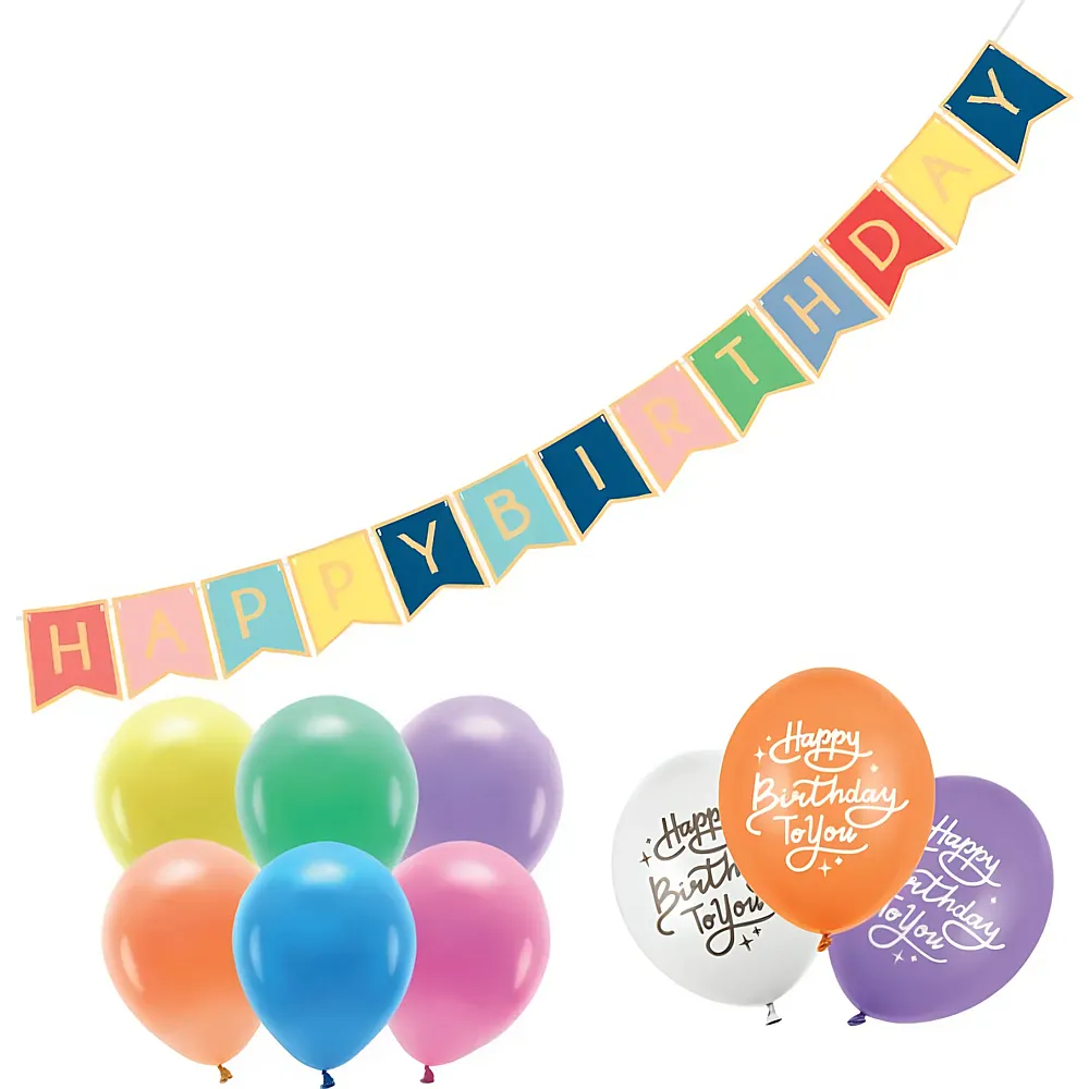Amscan Deko-Set Happy Birthday Ballone und Girlande