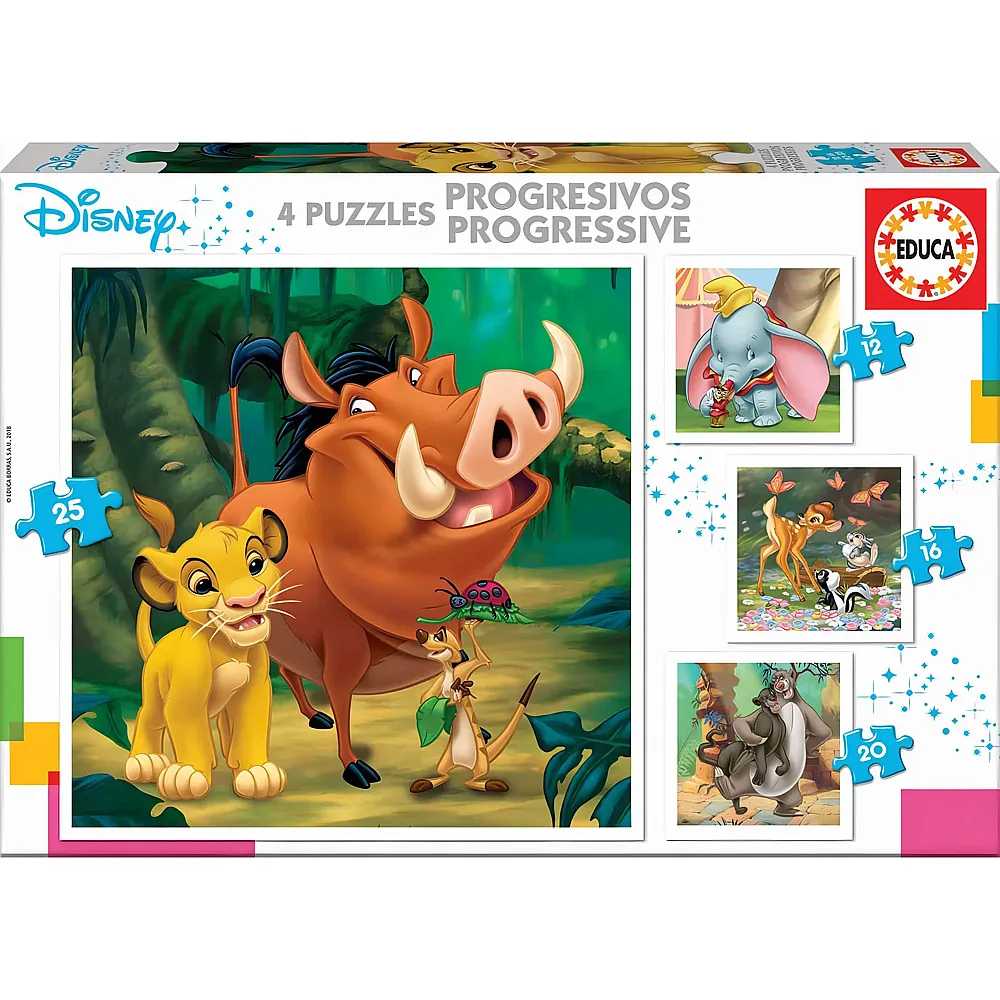 Educa Puzzle Disney Animals 12/16/20/25
