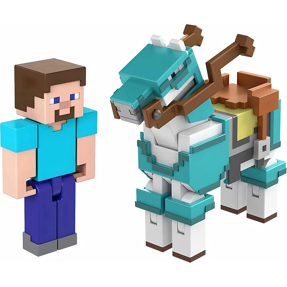 Mattel Minecraft Craft-a-Block 2er-Pack - Steve und Pferd mit R�stung