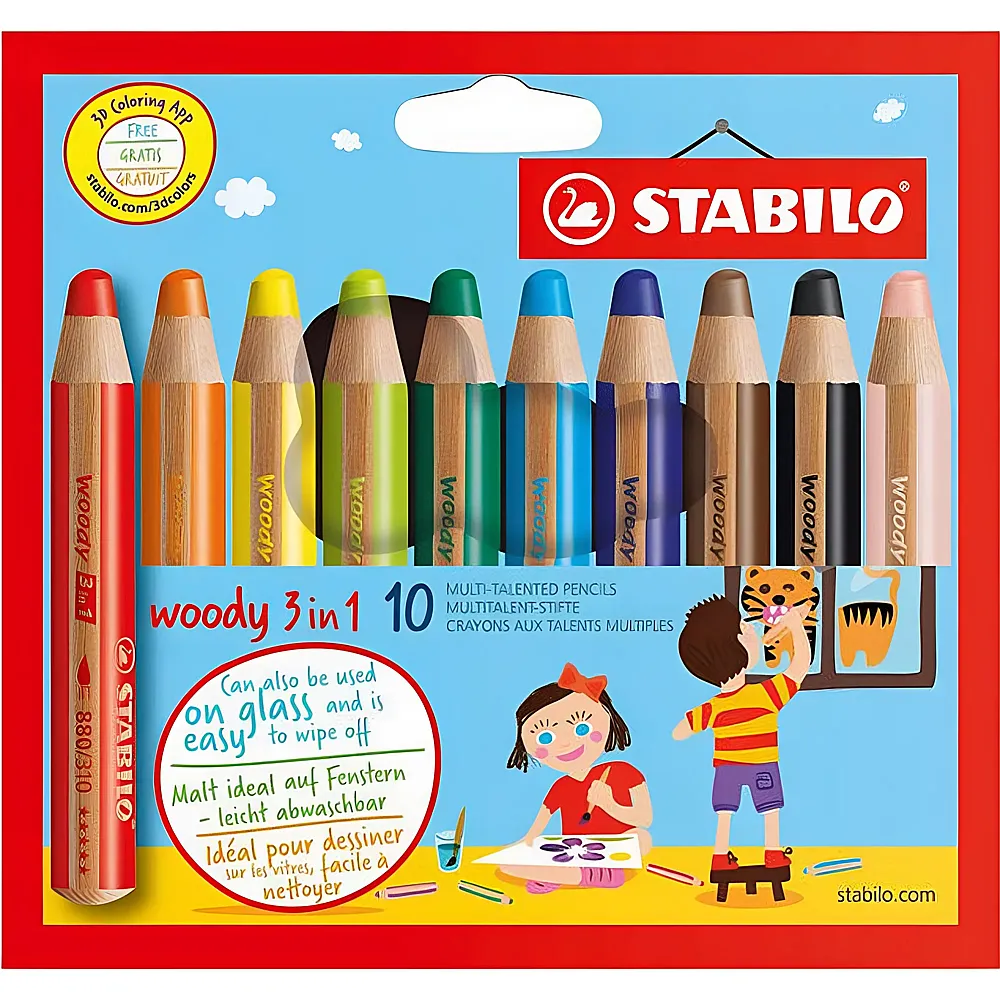 Stabilo Farbstifte Woody 3in1 10Teile | Farbe & Kreide
