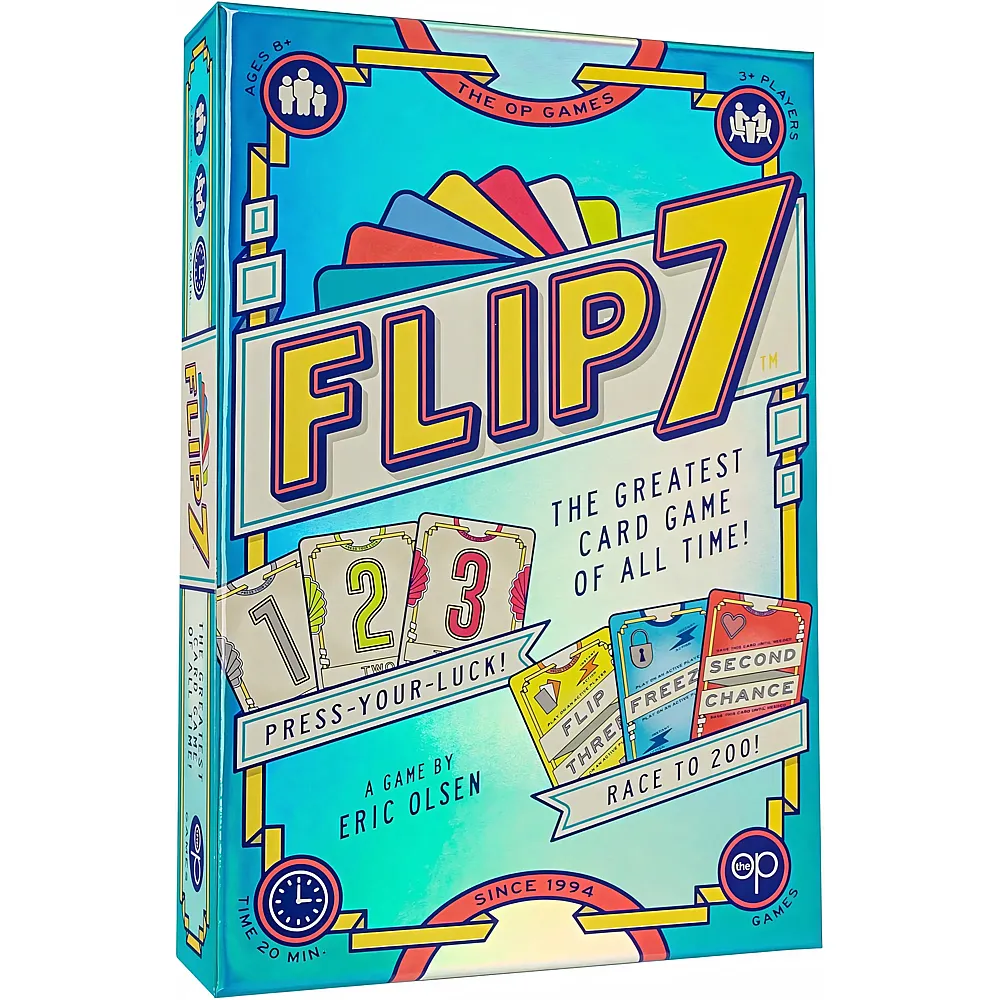 USAopoly Flip 7, die ultimative Mischung aus Dr�cken Sie Ihr Gl�ck und Ihre Strategie, schnelllebiges s�chtig machendes Kartenspiel, schnell zu erlernen und einfach zu unterrichten, perfekt f�r Spielabende, 3+