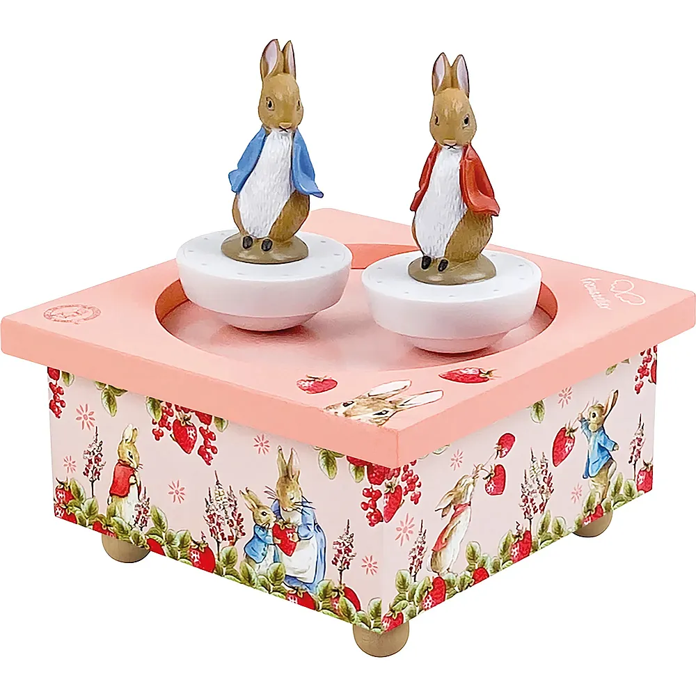 Trousselier Spieluhr tanzend Peter Hase, Erdbeeren magnetisch