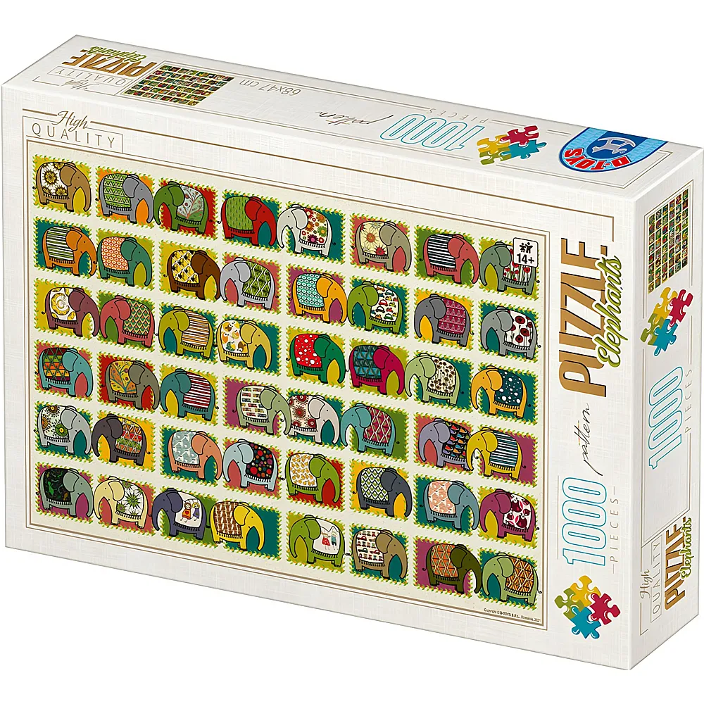 DToys Puzzle David Katai Eszter Muster:  Elephanten - 1000 Teile