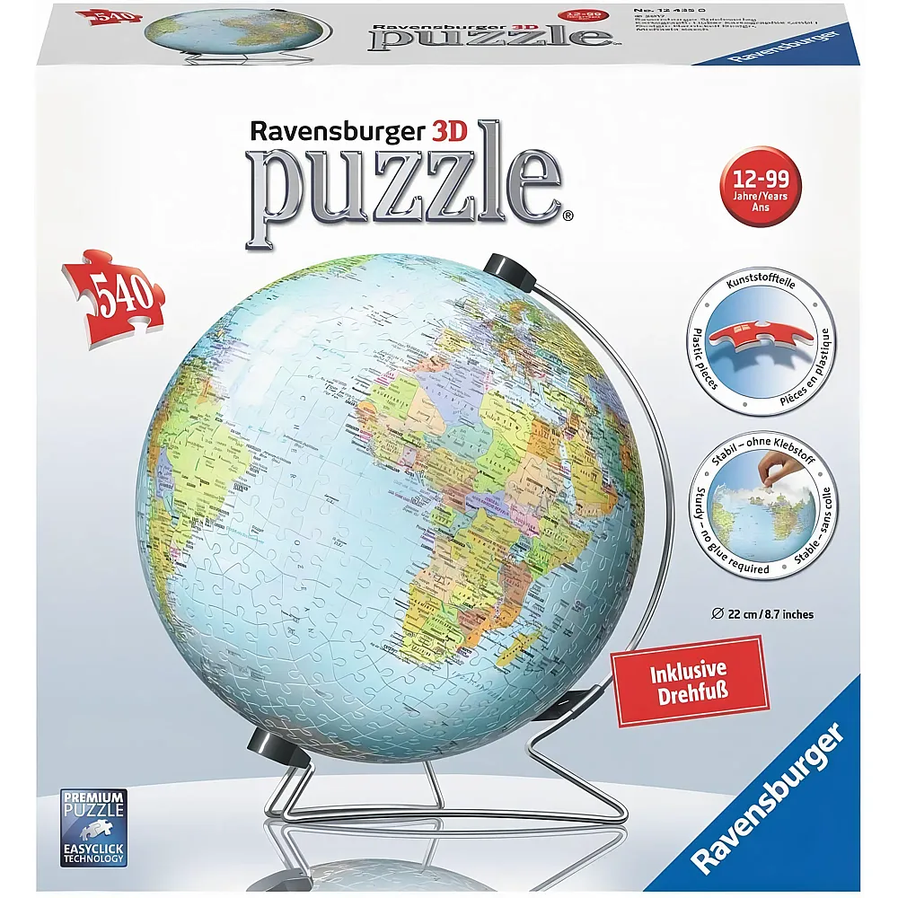 Ravensburger Puzzle 540 Teile 3D Puzzle - Globus in deutscher Sprache