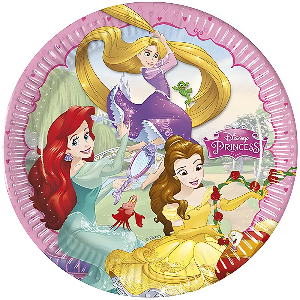 Amscan Disney Princess Kartonteller 23cm 8Teile | Kindergeburtstag