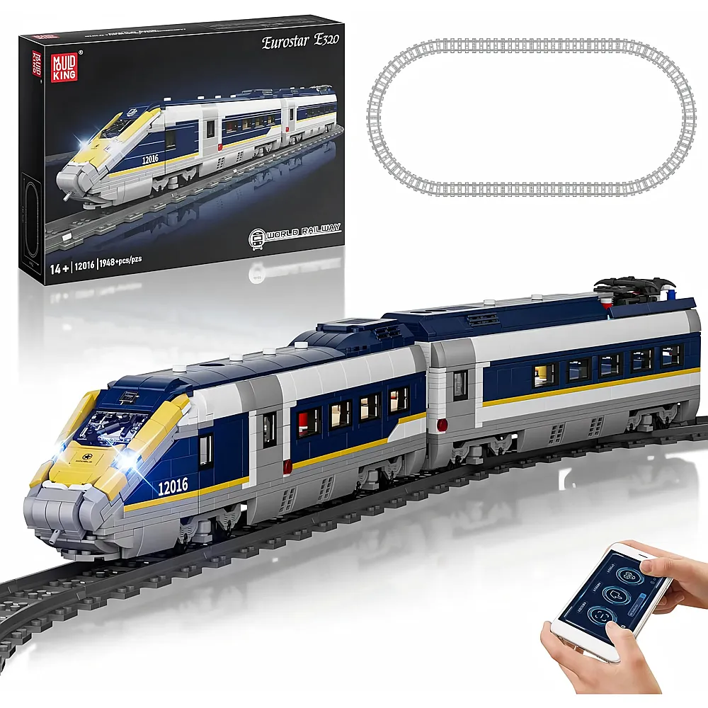 Mould King World Railway Ferngesteuerter Personenzug mit LED Licht 12016