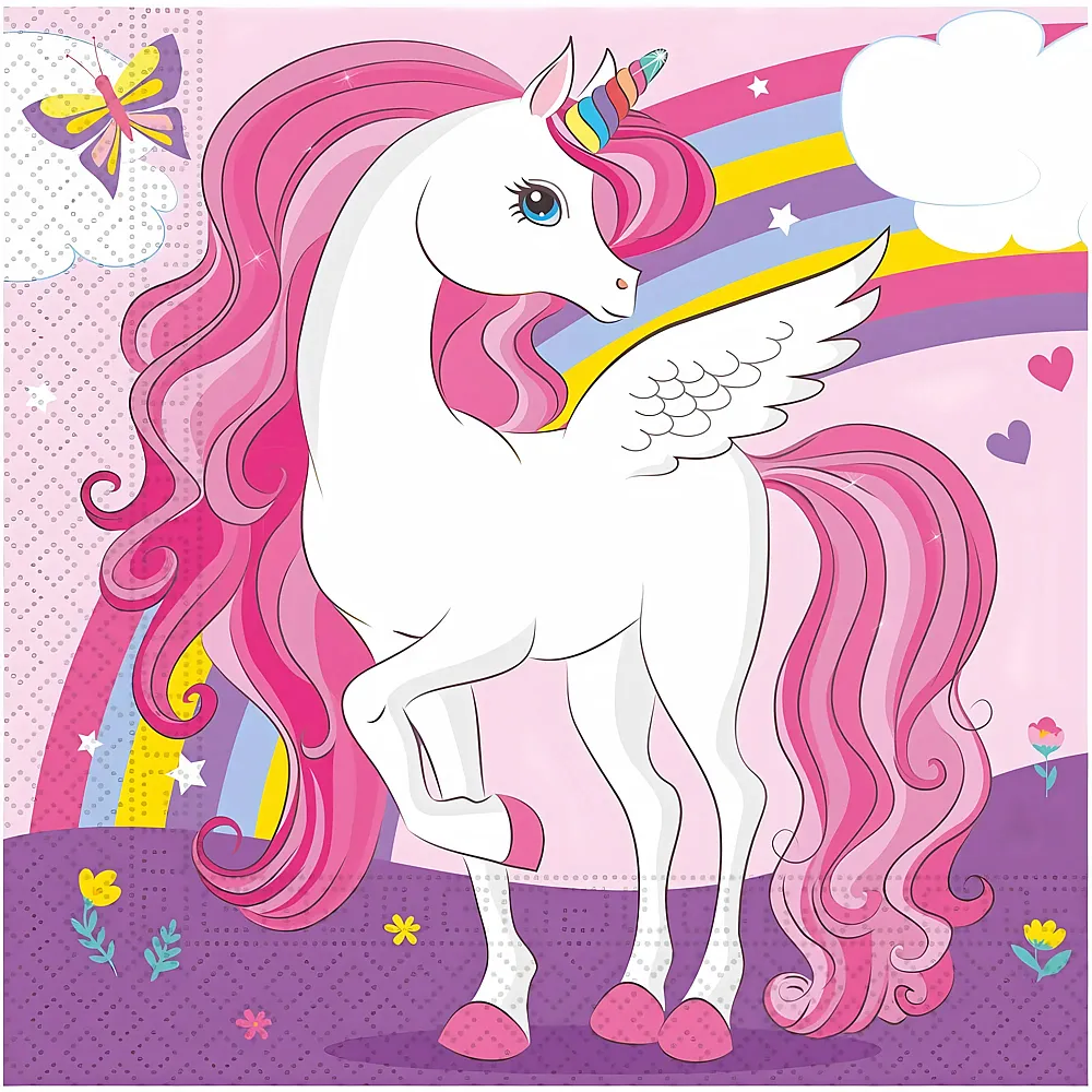 Procos Papierservietten Einhorn - 20 Teile | Tischdeko