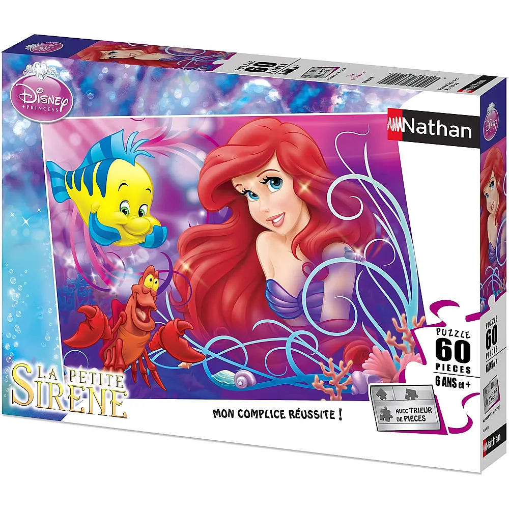 Nathan Puzzle Disney Princess Arielle die kleine Meerjungfrau - 60 Teile