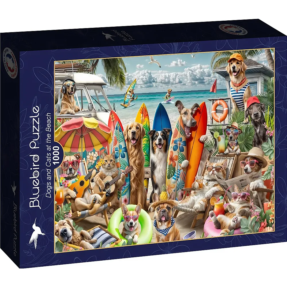 Bluebird Puzzle Hunde und Katzen am Strand 1000Teile