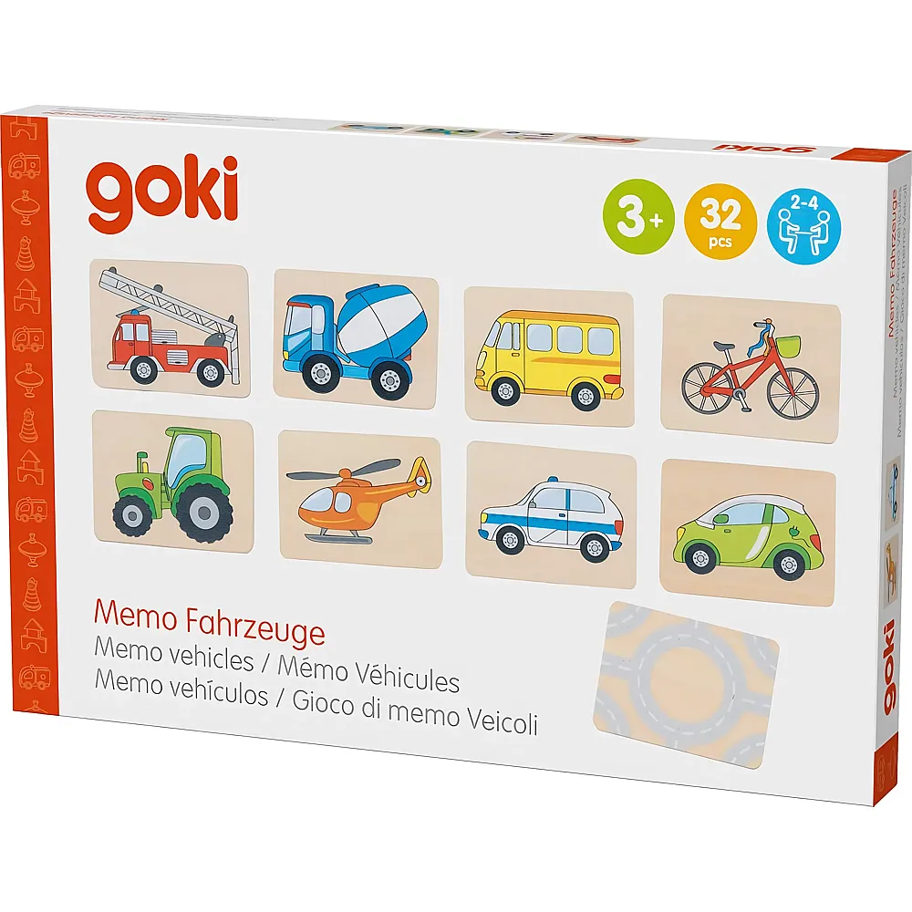 Goki Memo Fahrzeuge 32-teilig, 6,5 X 5 X 0,5 Cm