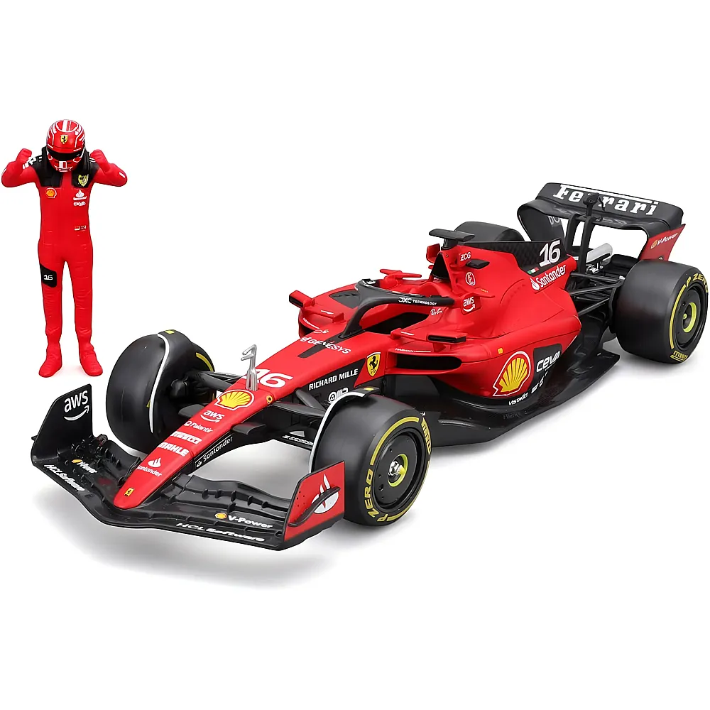 Bburago 1:24 Ferrari F1 SF-23 mit Figur LeClerc