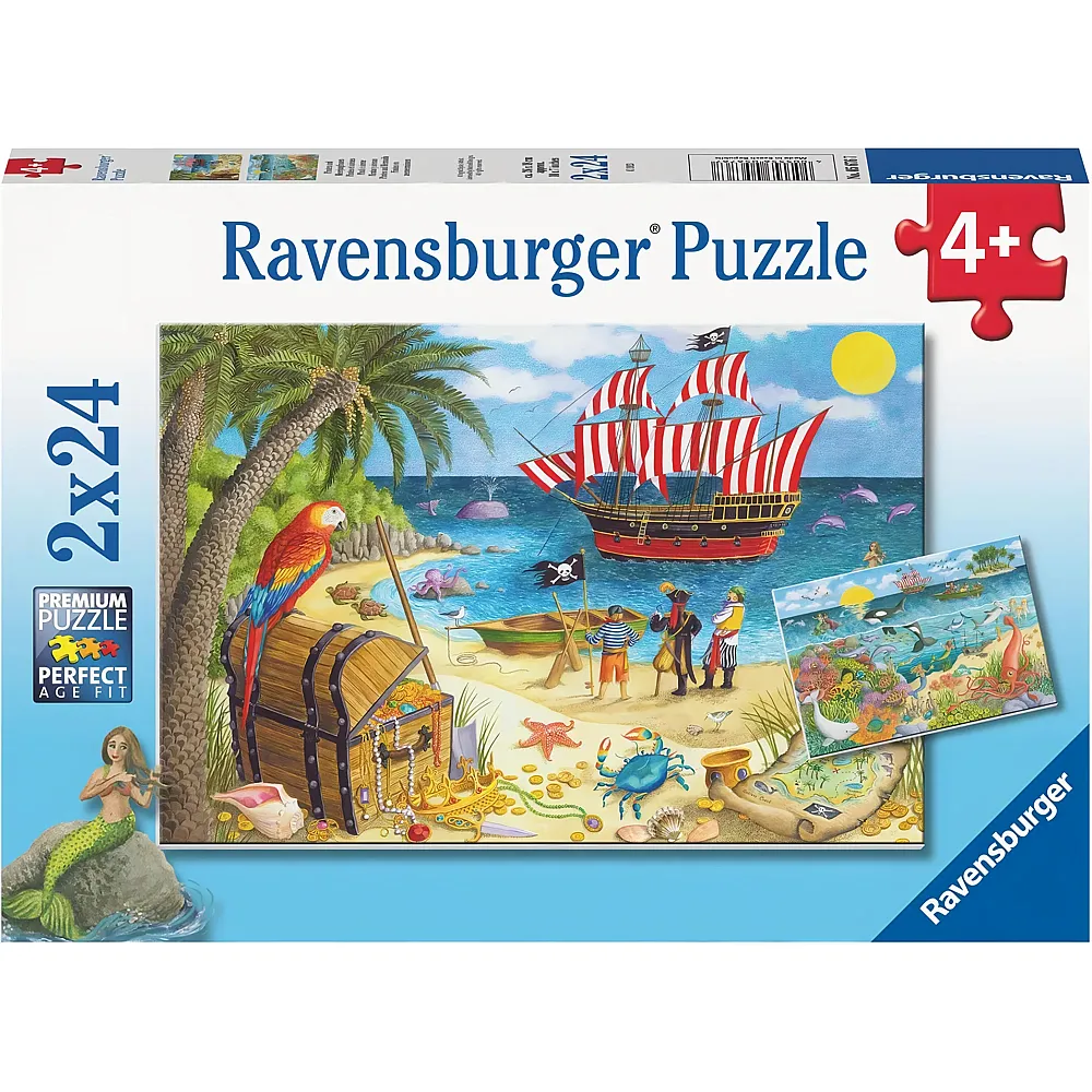 Ravensburger Puzzle 2in1 Piraten und Meerjungfrauen 24Teile