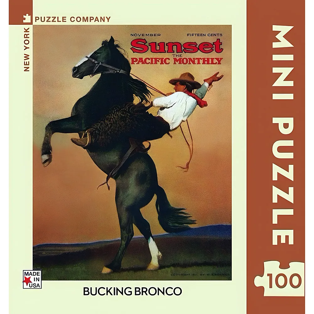 New York Puzzle Company Sunset - Bucking Bronco Mini 100Teile