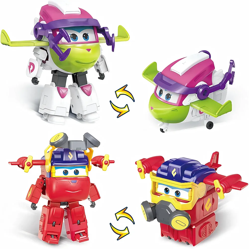 meinspielzeug - Alpha Toys Super Wings 2in1 Actionfiguren Curie & Runi - 12,5 cm