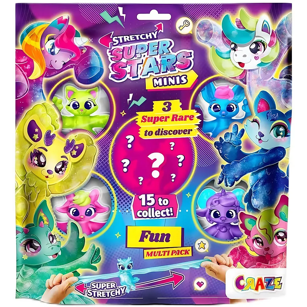 CRAZE STRETCHY SUPERSTARS Minis Double - 2er Pack Elastische Actionfiguren f�r Kinder, Klebrige & Dehnbare Superhelden Figuren zu Sammeln