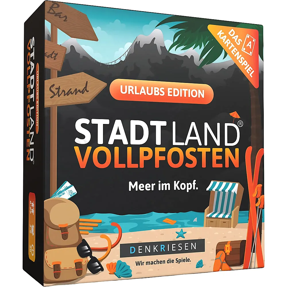 meinspielzeug - Denkriesen Stadt Land Vollpfosten Urlaubs Edition - Meer im Kopf | Kartenspiele