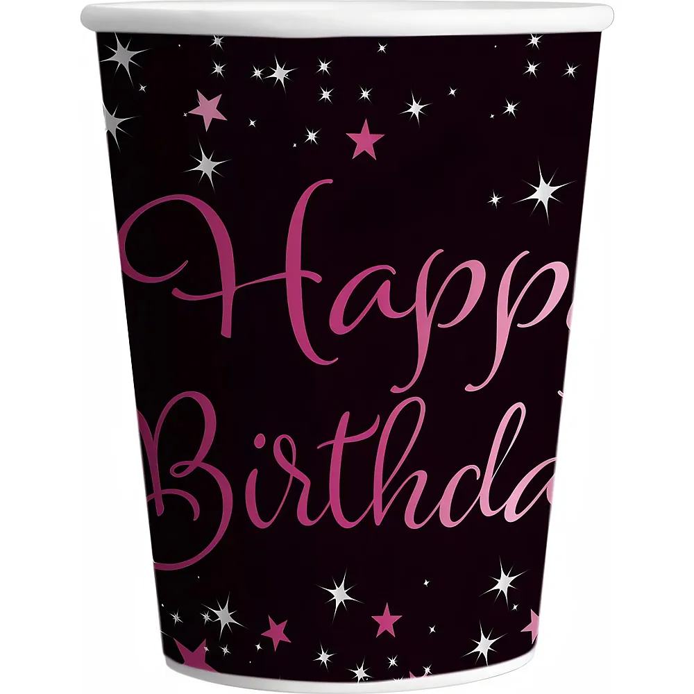 meinspielzeug - Riethm�ller 8 Becher Happy Birthday pink 250ml
