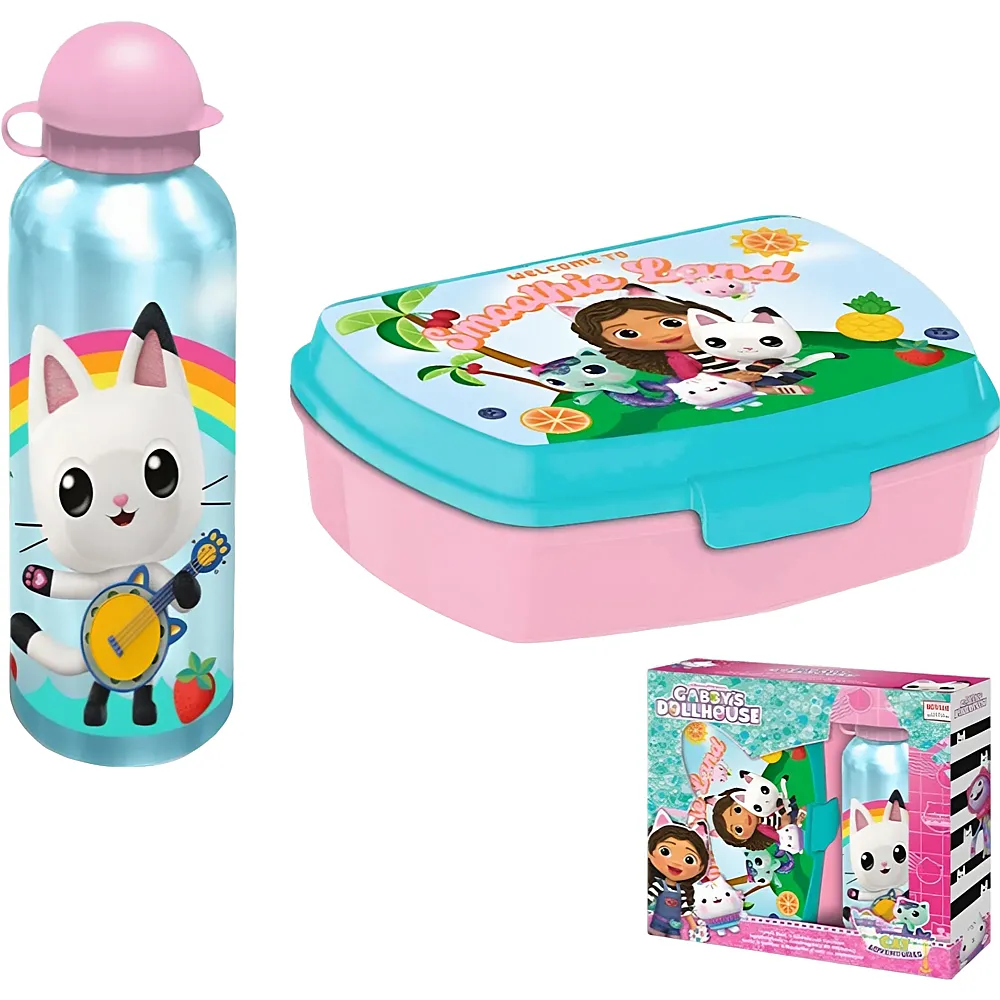 meinspielzeug - Kids Licensing Gabby's Dollhouse Lunchbox-Set mit Trinkflasche | Essen & Trinken