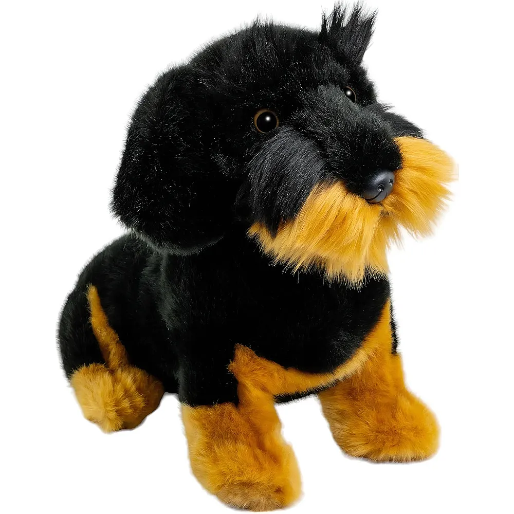 Carl Dick Rauhaardackel sitzend Schwarz - 30 cm