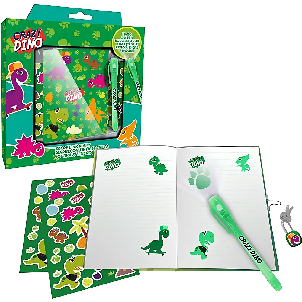 Kids Licensing Crazy Dino Tagebuch-Set mit magischem Stift | Schule & Kindergarten