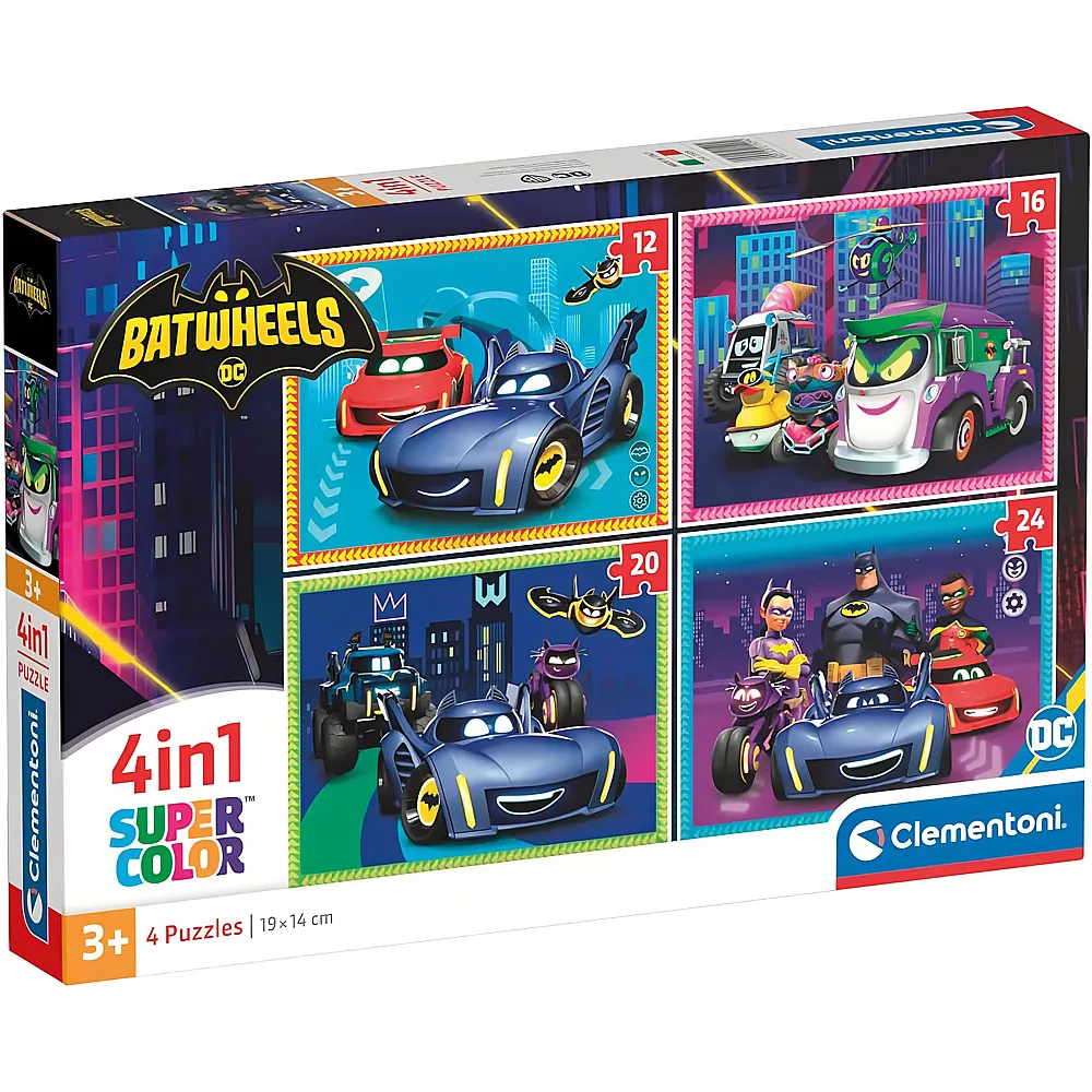 Clementoni Puzzle Supercolor Batman 4in1 Batwheels 12-24
