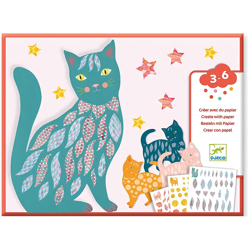 Djeco Basteln mit Papier Katzen
