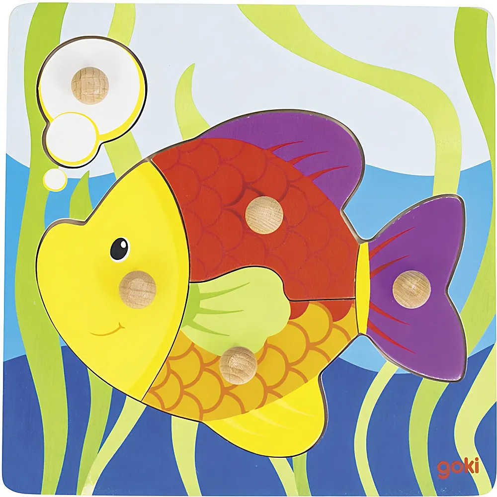 meinspielzeug - Goki Puzzle Steckpuzzle Fisch - 5 Teile | Kleinkind-Puzzle