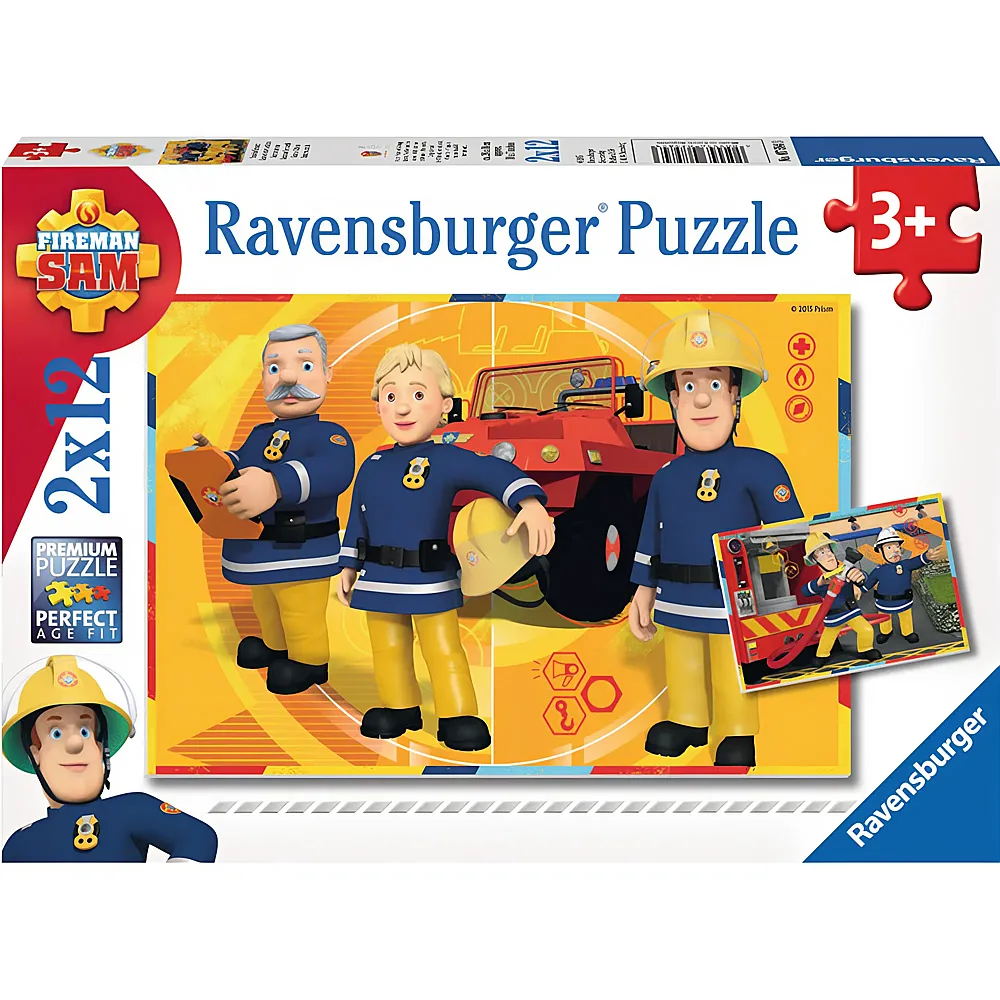 Ravensburger Puzzle Feuerwehrmann Sam Sam im Einsatz 2x12