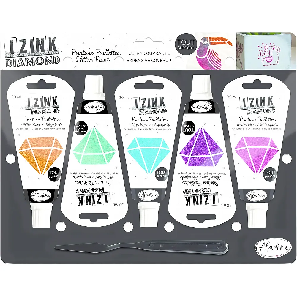Aladine Izink Set 5 Diamond Buntfarbe - 30 ml | Farbe & Kreide