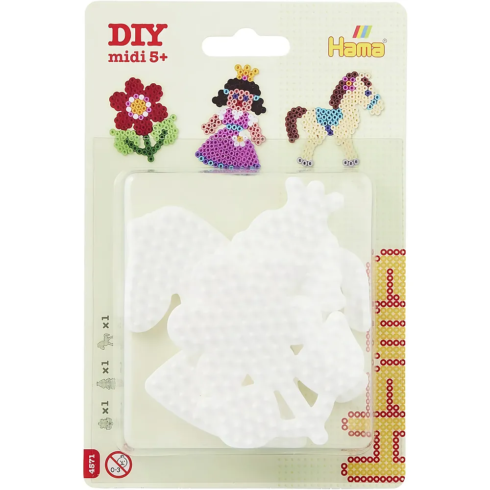 Hama Midi B�gelperlen Stiftplatte Prinzessin, Blume & Pony