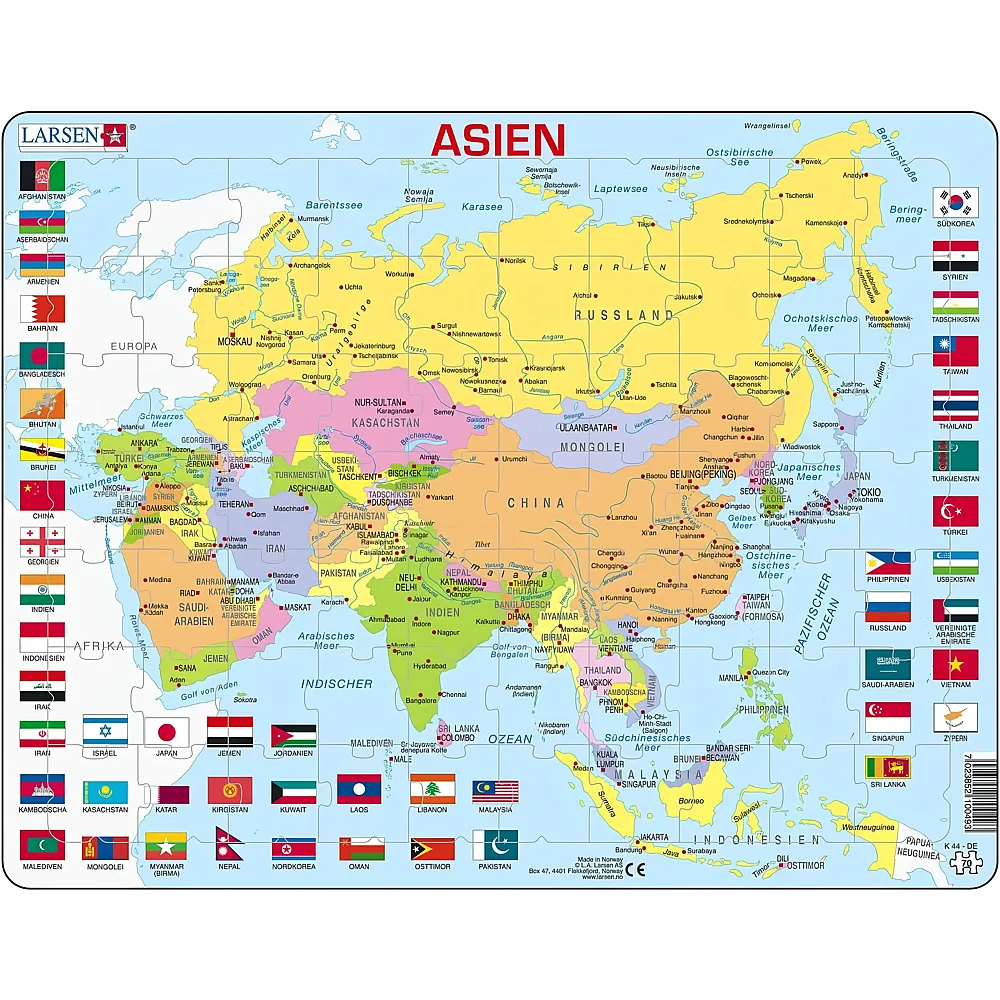 Larsen Puzzle Asien - 70 Teile