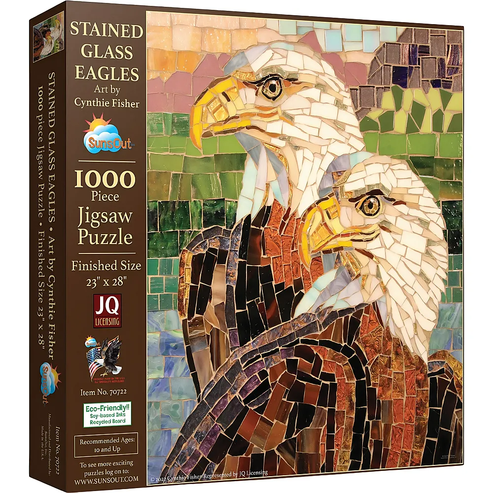 SunsOut Puzzle Cynthie Fisher Stained Glass Eagles - 1000 Teile