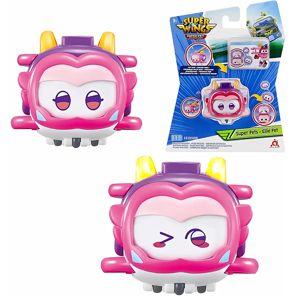 meinspielzeug - Alpha Toys Super Wings Super Ellie Pet mit schaltbarem Gesichtsausdruck 5cm | Lizenzfiguren