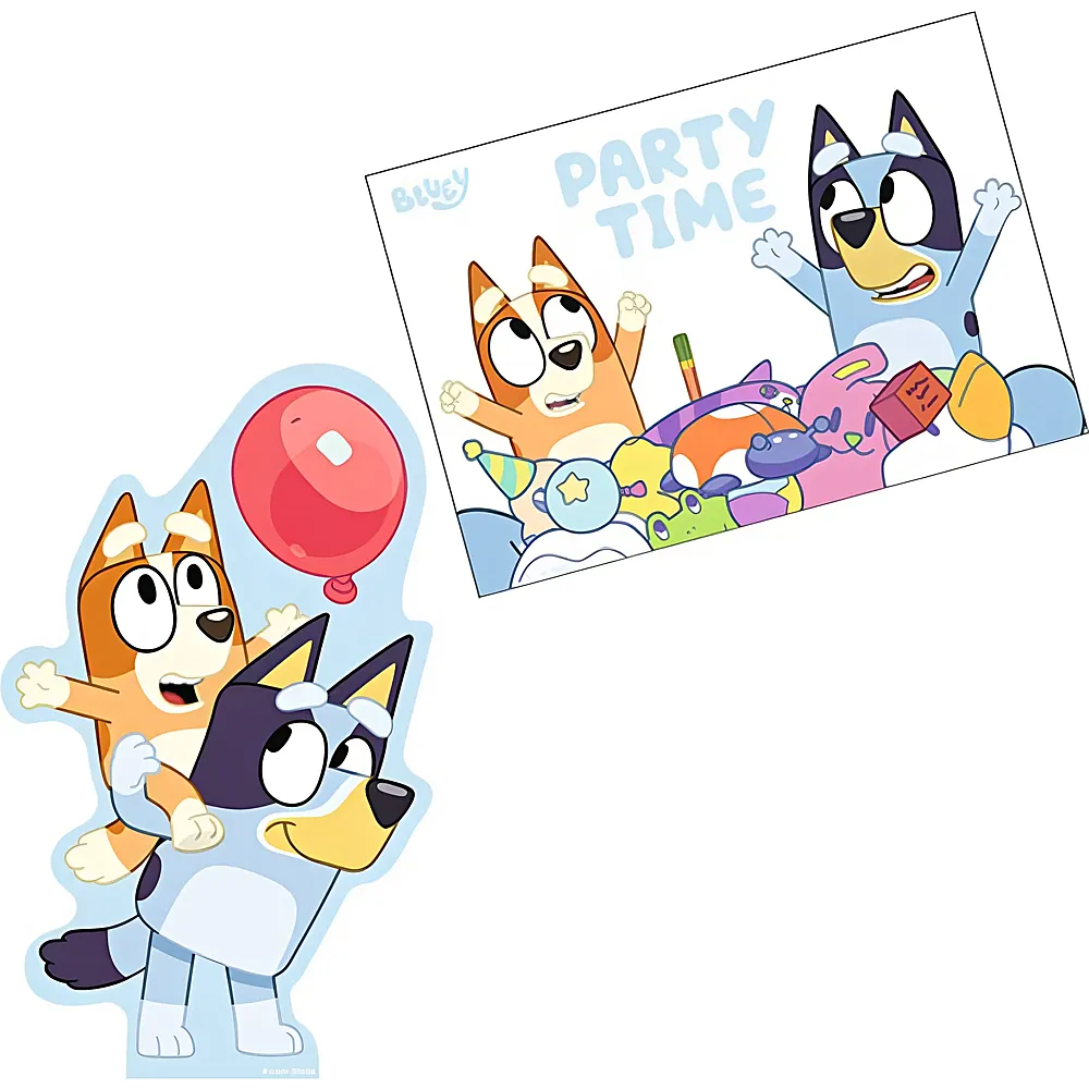 meinspielzeug - Amscan Bluey Einladungskarten inkl. Umschl�ge - 8 Teile | Partydeko