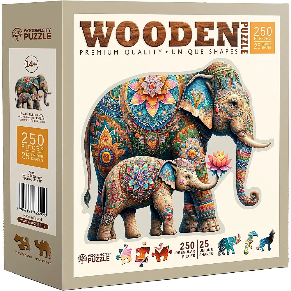 Wooden City Puzzle Fancy Elephants 250Teile