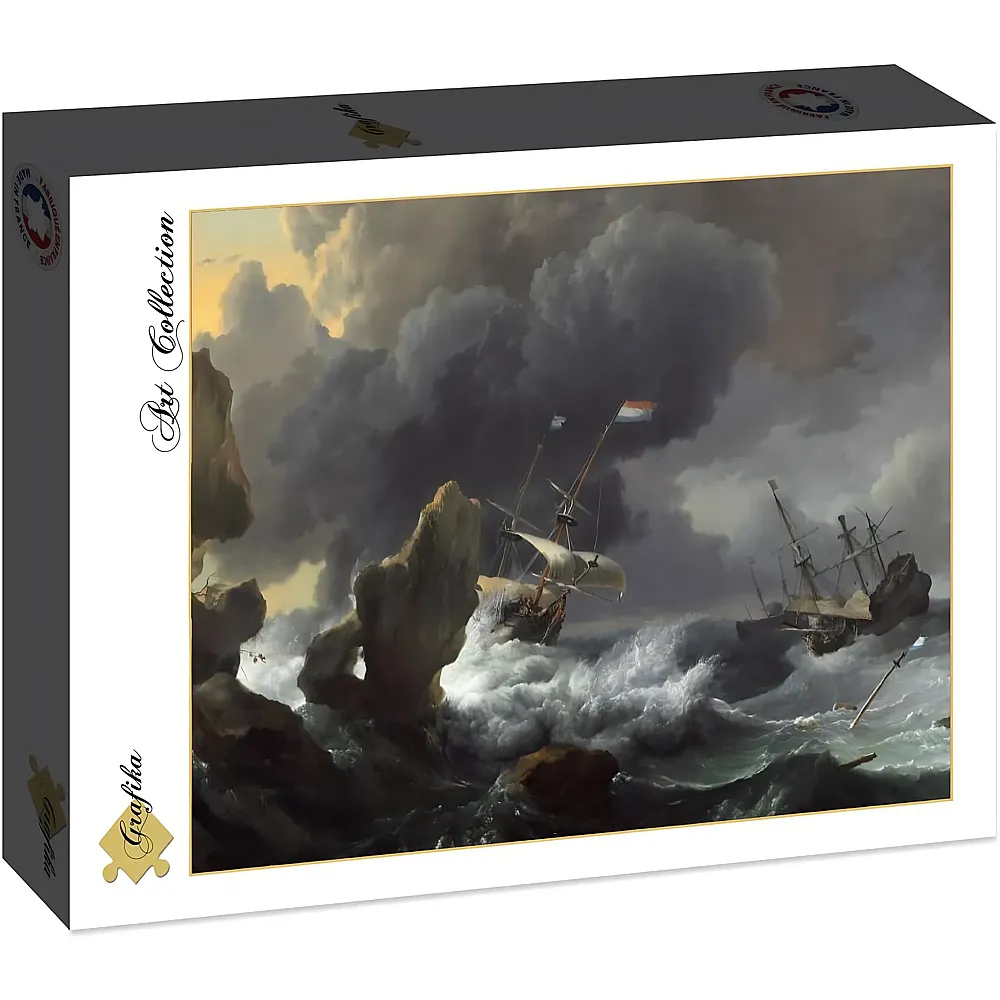 Grafika Puzzle Art Collection Ludolf Backhuysen: Ships in Distress off a Rocky Coast - 2000 Teile