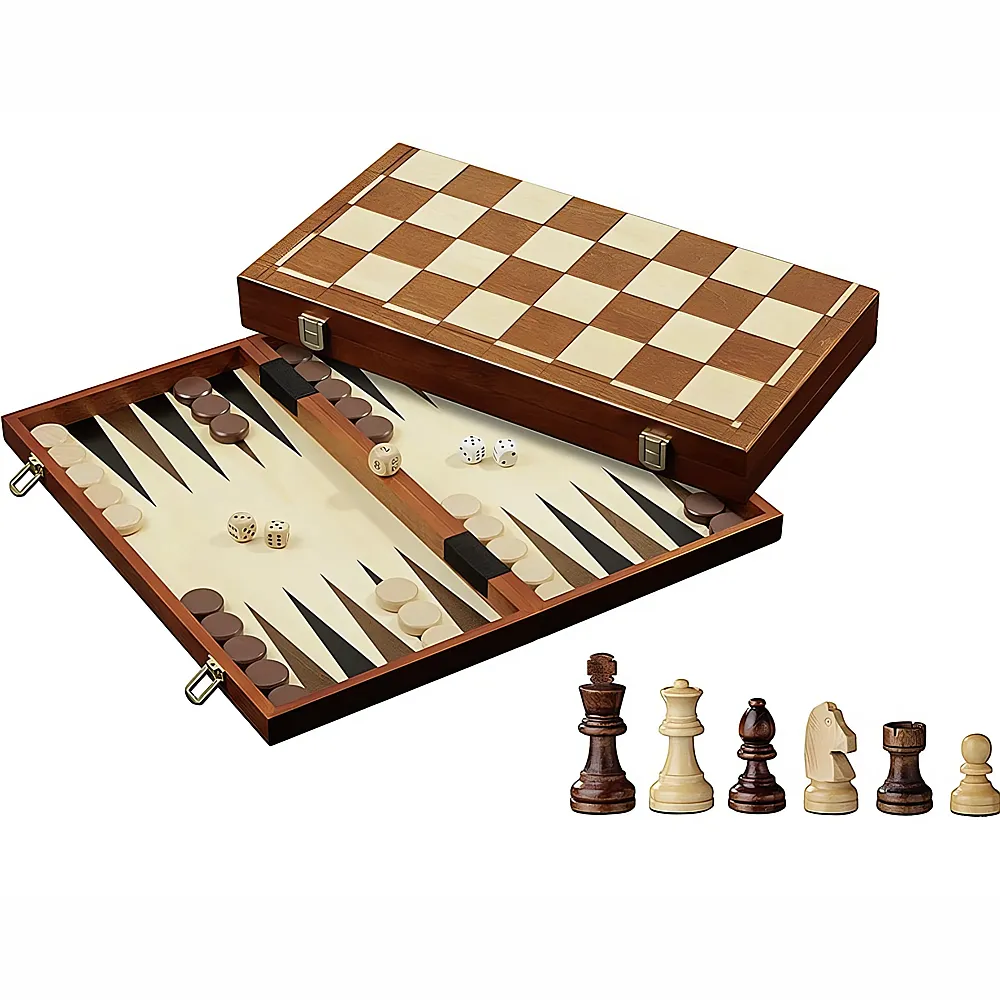 Philos Spiele Schach-Backgammon-Dame-Set 45mm