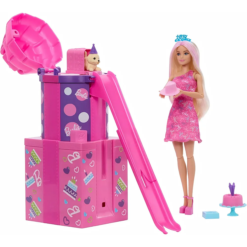 Barbie Rise & Surprise Puppe und Zubeh�r, Serie tierischer Geburtstagsspass