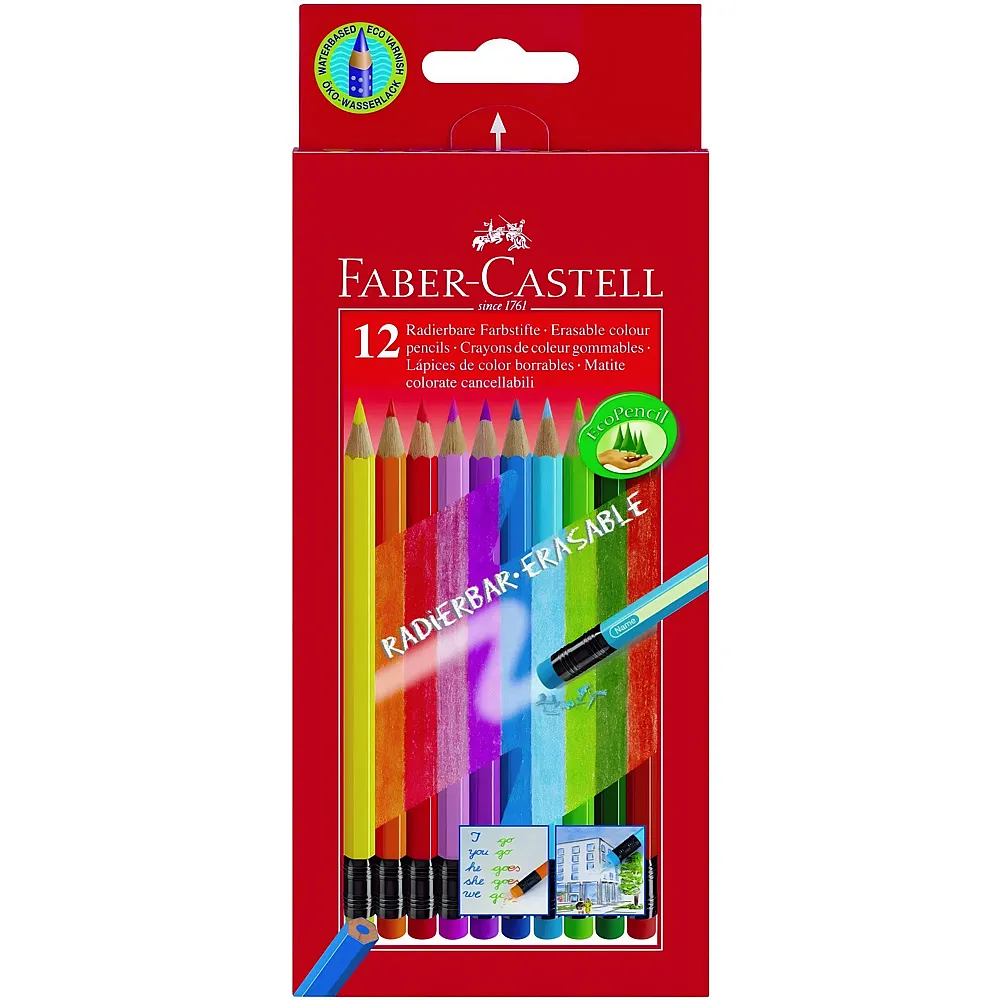Faber-Castell Farbstifte radierbar - 12 Teile | Farbe & Kreide