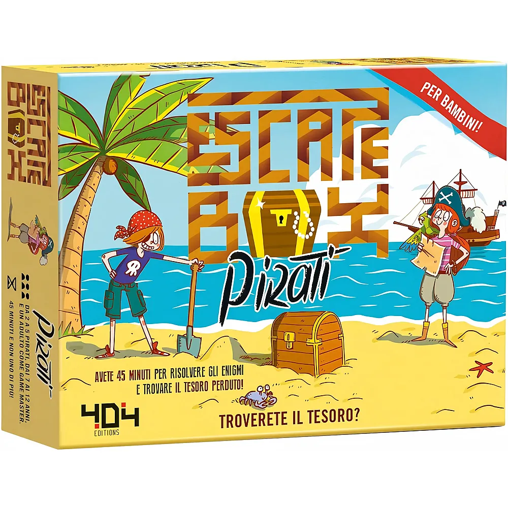 meinspielzeug - Asmodee - Escape Box: Piraten - Lustiges Spiel in der Box zur Organisation Einer Schatzsuche, 2-5 Spieler, 7-12 Jahre, italienische Ausgabe - Italiano