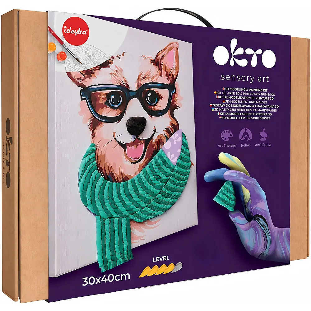 Okto Sensory Art 3D Modellier- und Malset Fashion Dog auf Leinwand