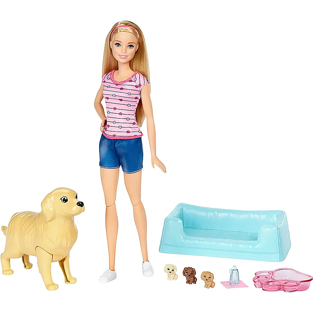 Barbie Familie & Freunde Puppe mit Hundemama & Welpen