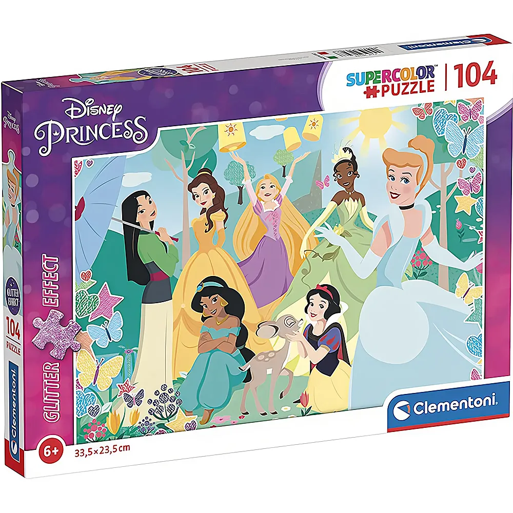 Clementoni Puzzle Supercolor Glitter Disney Princess 104Teile