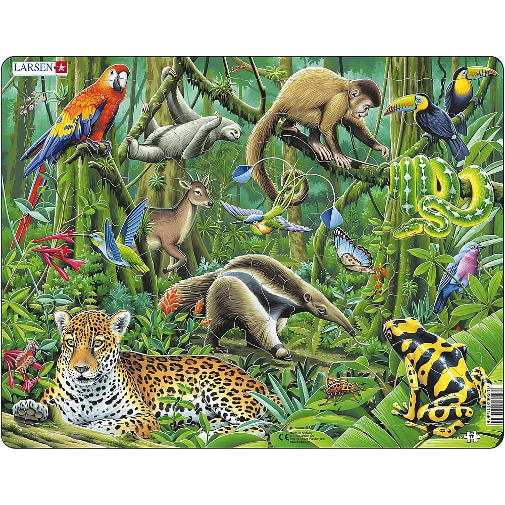 Larsen Puzzle S�damerikanischer Regenwald - 70 Teile - Rahmenpuzzle
