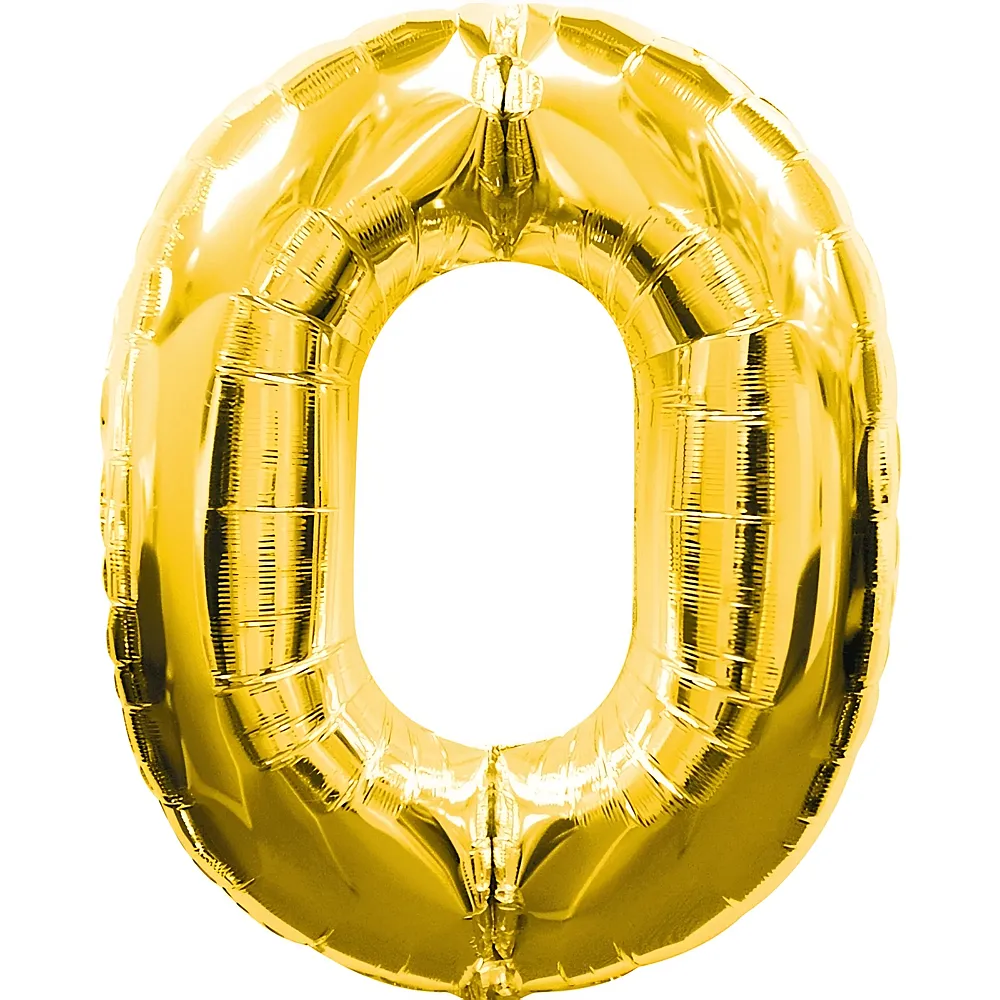 Amscan Zahlen Gold Folienballon Nummer 0 Gold 86cm | Kindergeburtstag