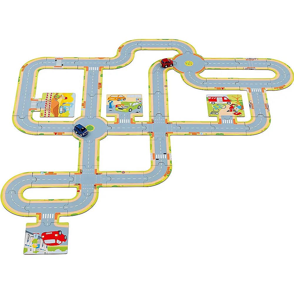 Goki Spielstrasse mit 2 Fahrzeugen