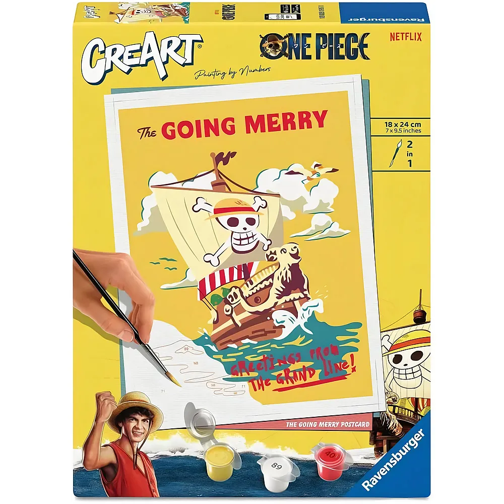 Ravensburger CreArt One Piece Malen nach Zahlen Das Piratenschiff Flying Lamb Going Merry