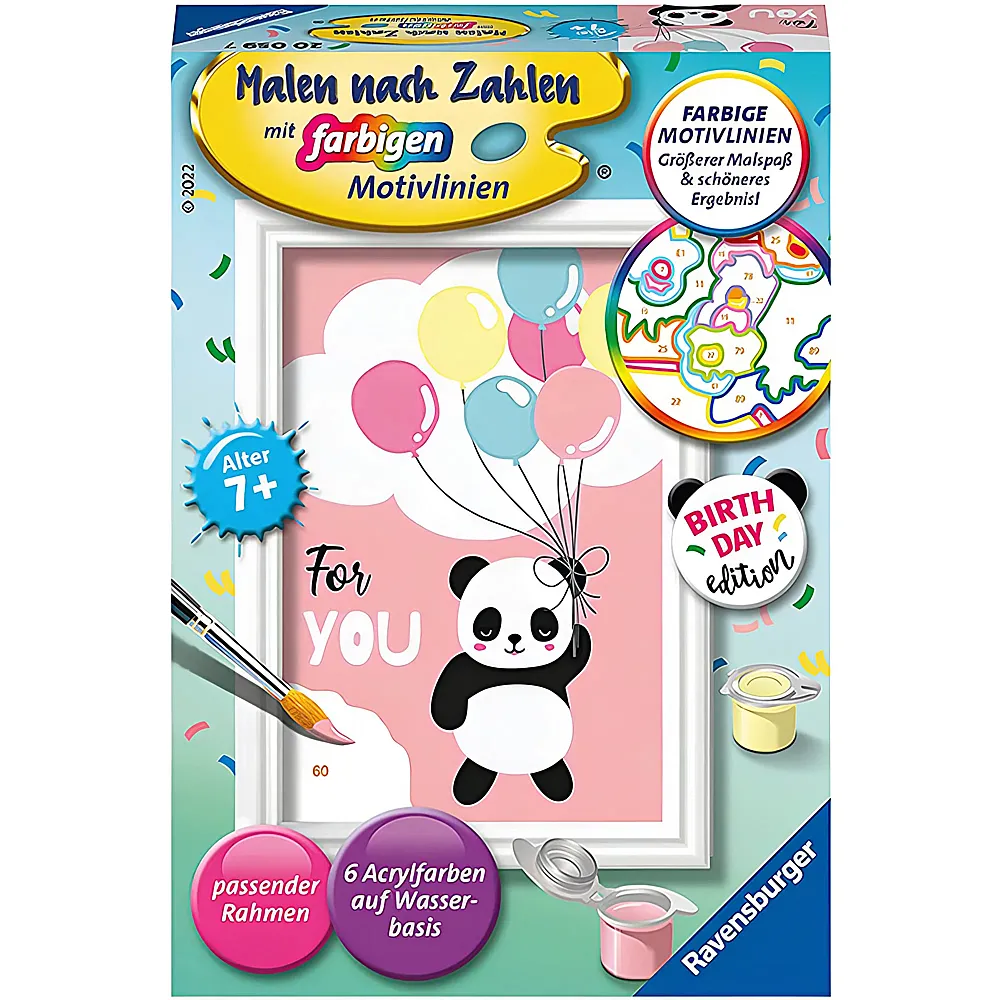Ravensburger Malen nach Zahlen Farbige Motivlinien Panda For You